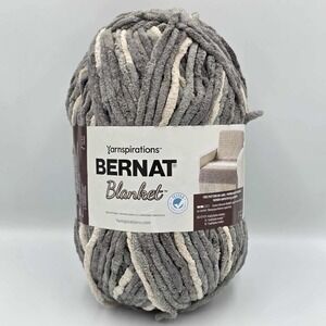 Bernat Blanket Yarn 10.5oz Silver Steel 220 Yards Cream Gray Super Bulky 1 Skein